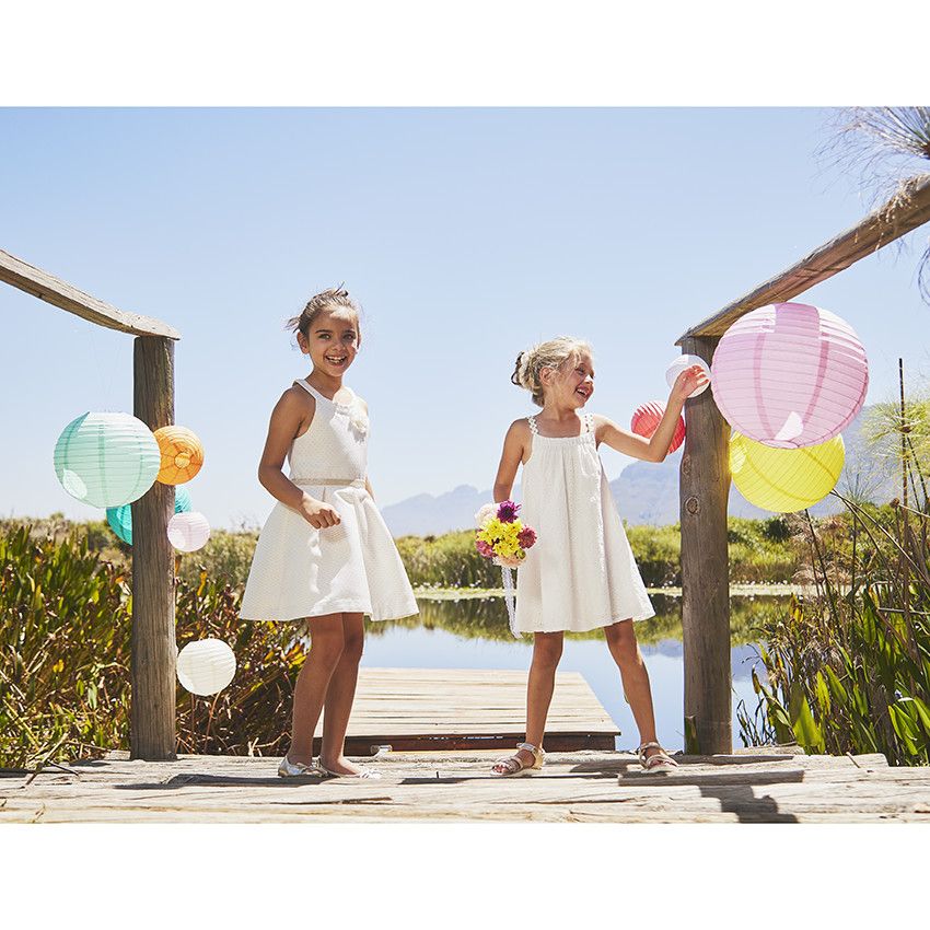 Robe de cérémonie en broderie anglaise pour fille - Blanc