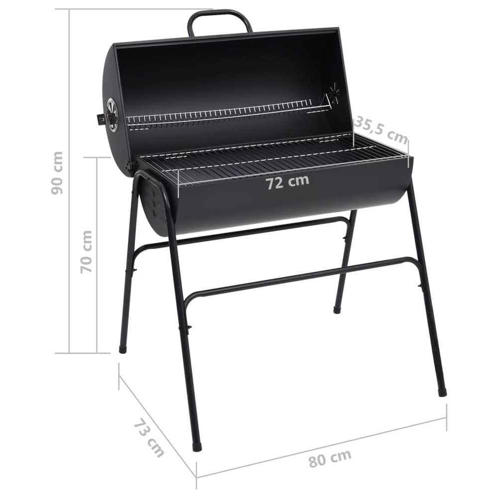 Gril à baril avec 2 grilles de cuisson noir 80x95x90 cm acier