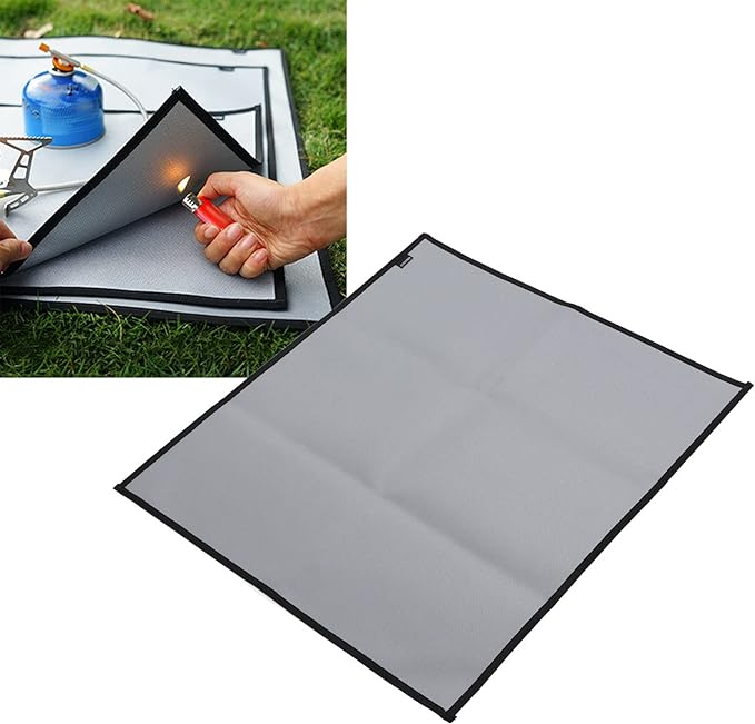 (60x54cm) Feuerfeste Camping Grill Unterlage Hitzeschutz Matte Wärme Isolations Pad - Grau