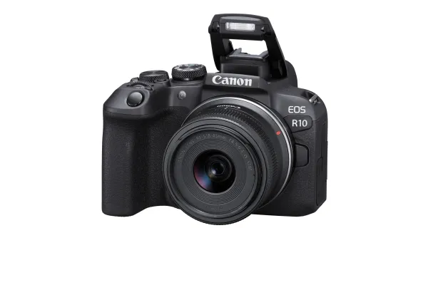 Canon EOS R10 - Digitalkamera - spejlløst - 24.2 MP - APS-C - 4K / 60 fps - 2.5x optisk zoom RF-S 18-45 mm F4.5-6.3 IS STM objektiv - Wi-Fi, Bluetooth - sort
