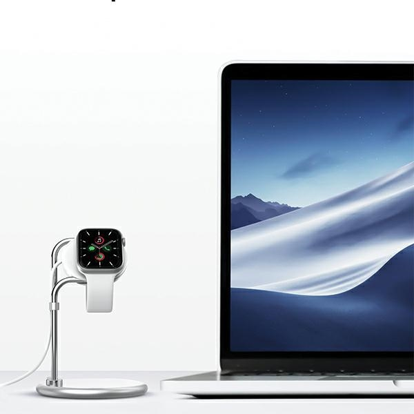 Halterung Ständer für Apple Watch (49mm/45mm/44mm/42mm/41mm/38mm) - Silber / Weiss