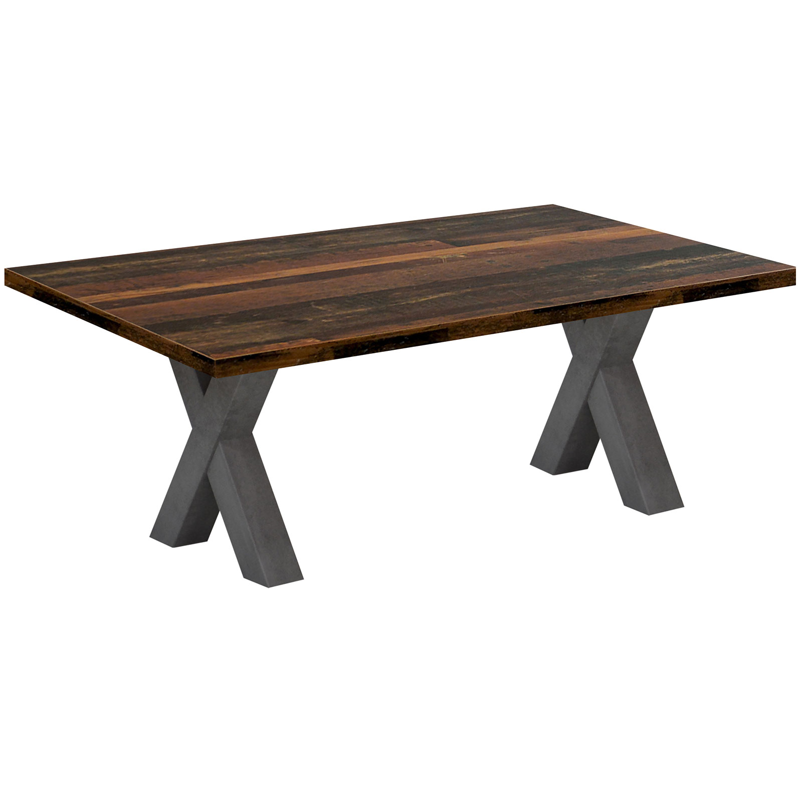 Couchtisch - Graphit-Texas Oak - X-Gestell - 120x70 cm