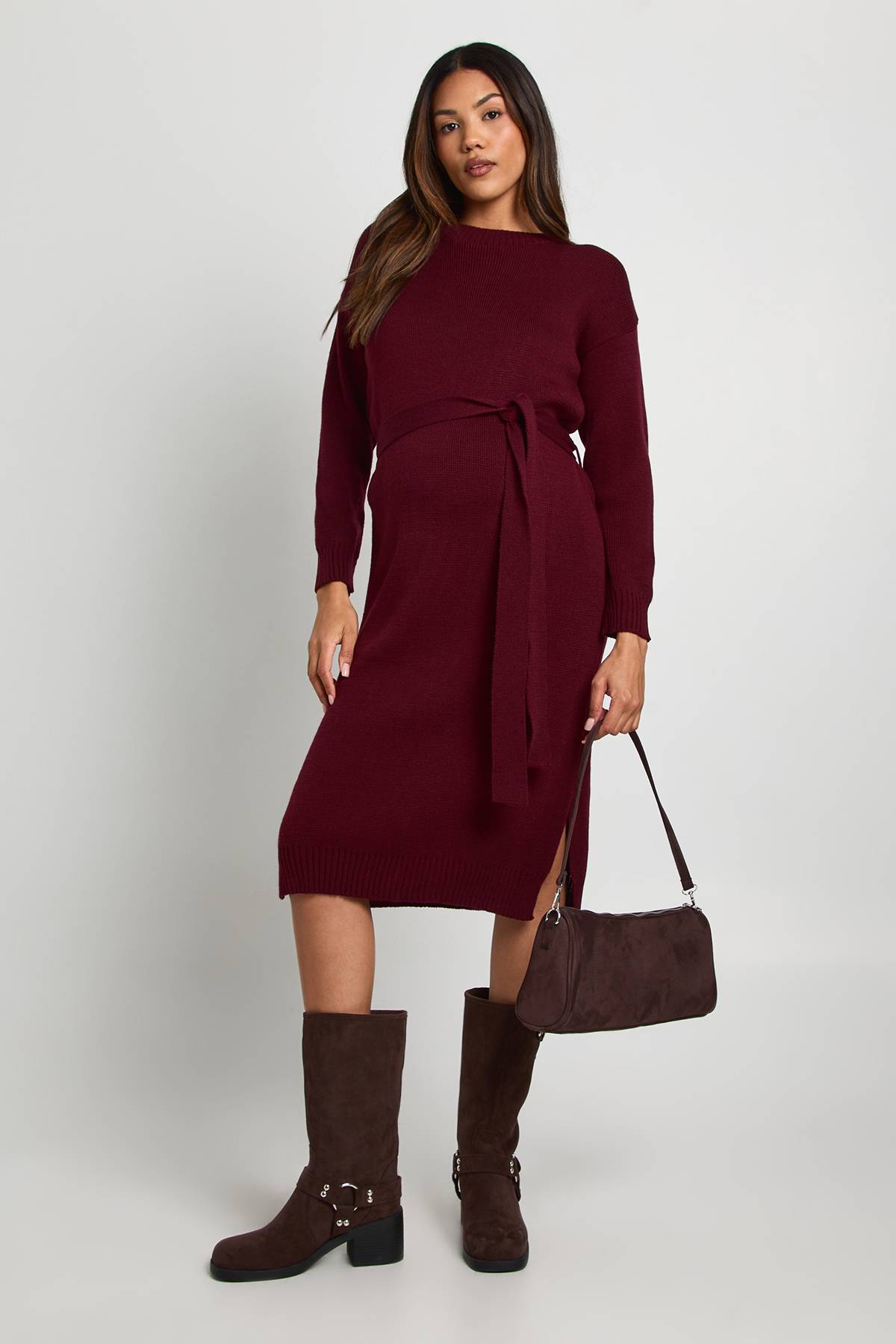 boohoo Robe midi pull maternité à col rond