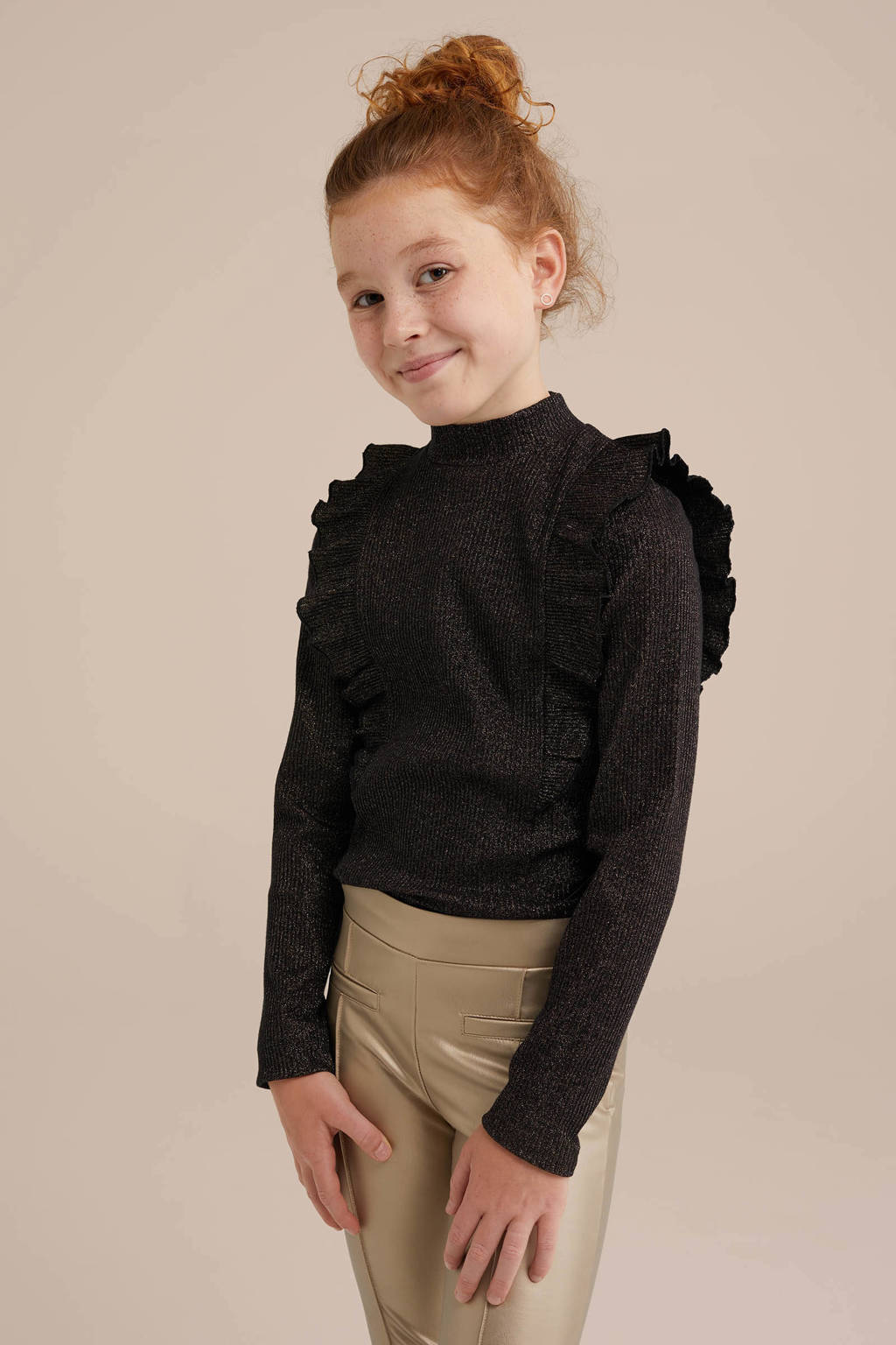 WE Fashion gebreide trui zwart glitter