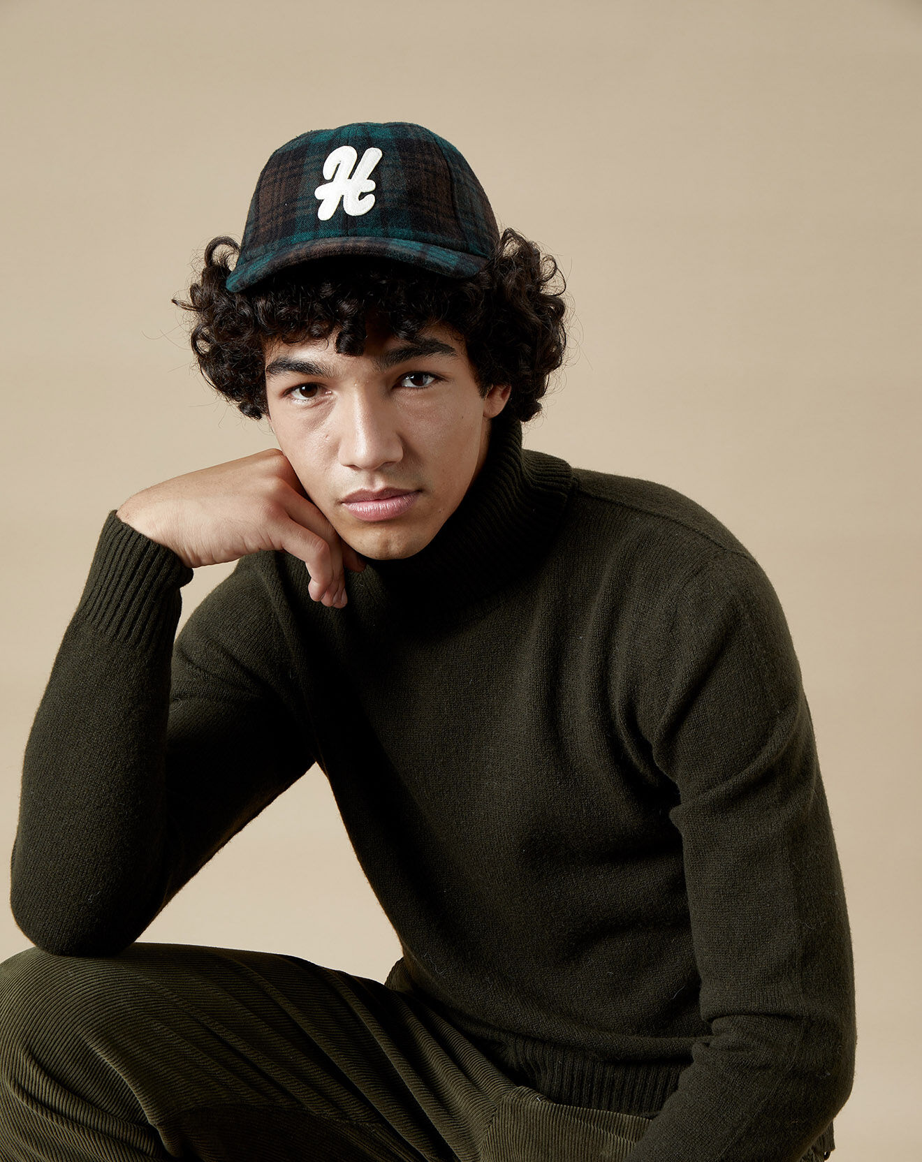 Hartford Casquette en Laine mélangée vert/marron/noir