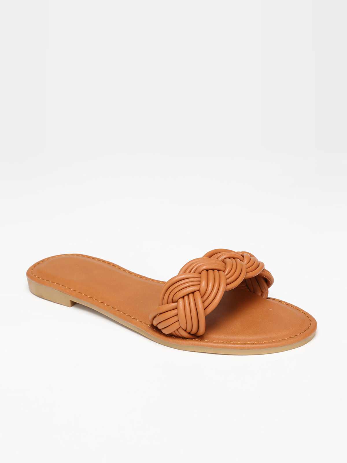 Mules à bride tressée- Camel