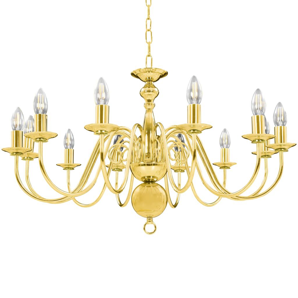 vidaXL Kroonluchter, Goud, 12 E14 Lampen