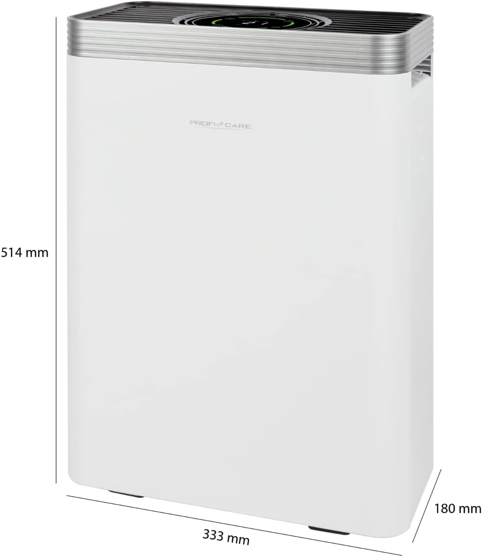ProfiCare Luftreiniger PC-LR 3076, Air Purifier, Luftreiniger Allergiker gegen Staub, Pollen, Nikotin uvm., Raumluftreiniger für Räume bis zu 60m², leise, 4-fach Filtersystem, Sensor Touch-Bedienung