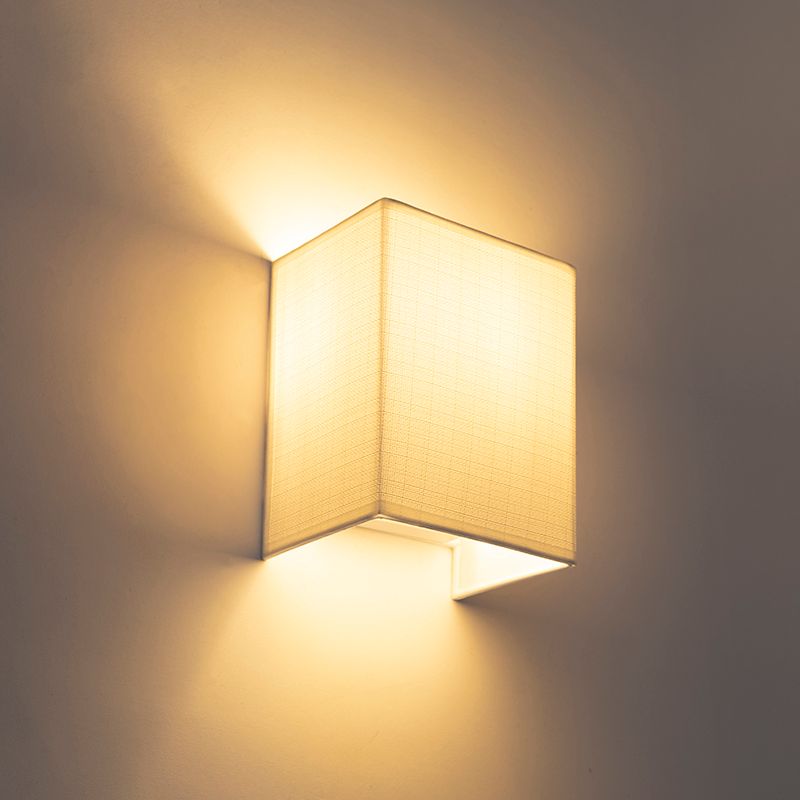 Moderne wandlamp jute wit met stoffen kap  - Vete