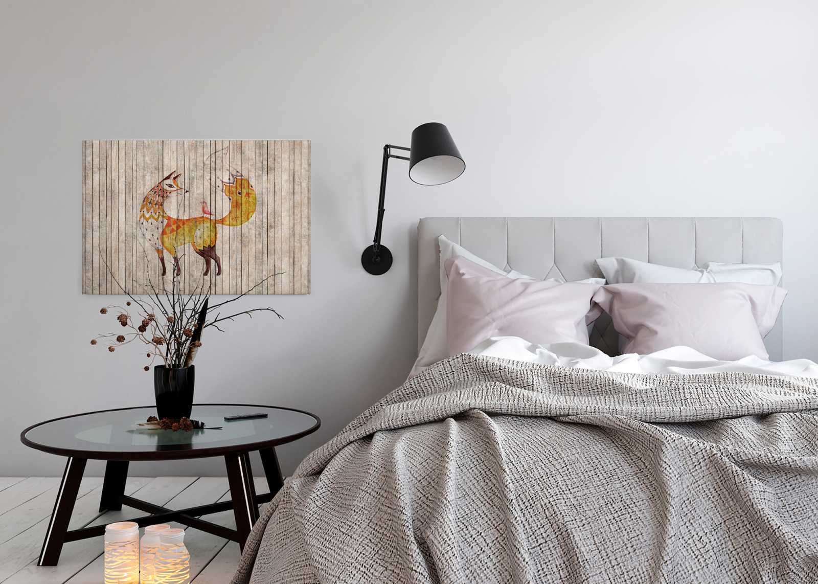 Leinwandbild FUCHS - braun-gelb - 90x60 cm