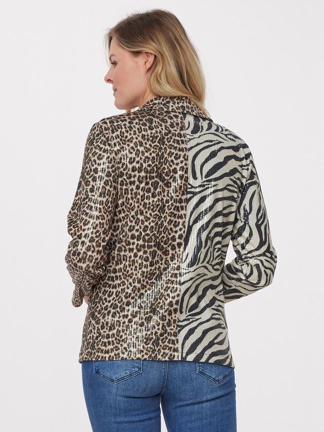 Blusenjacke Animalprint mit Pailletten