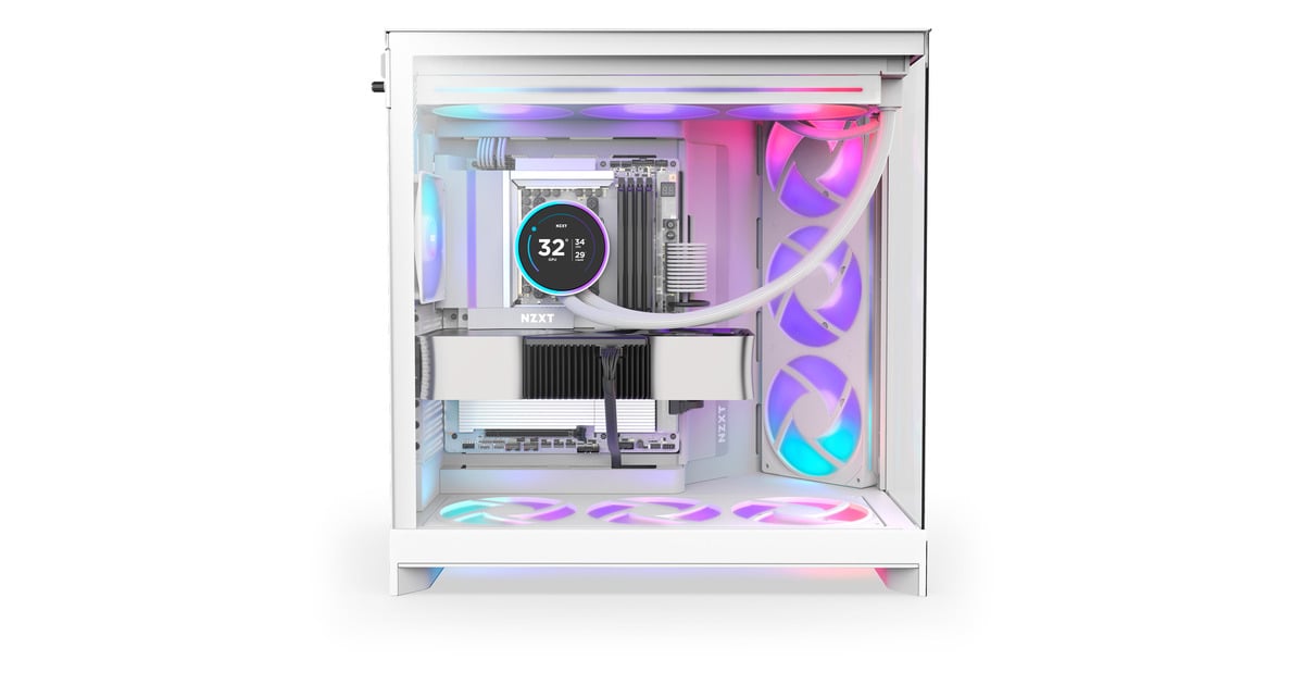 NZXTH9 Flow RGB midi tower behuizing  (Wit (mat) | 2x USB-A | 1x USB-C | RGB | Tempered Glass)