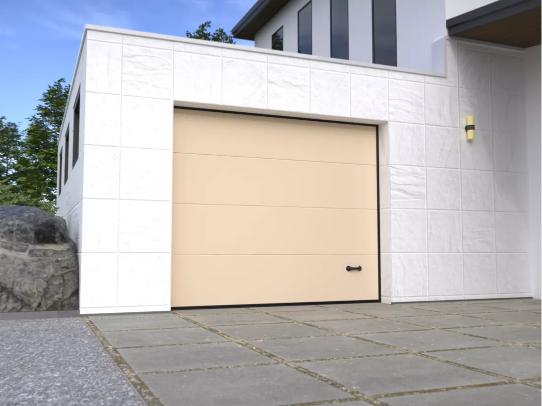 Porte de garage sectionnelle sur mesure lisse ivoire - ASINARIA