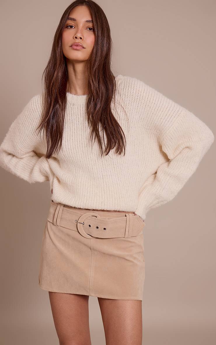 Sable Mini-jupe En Synthétique Avec Ceinture