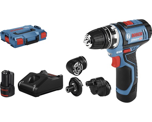 Bosch Professional GSR 12V-15 FC accuboormachine, inclusief 2 accu's (2,0 Ah), 4 opzetstukken en L-BOXX