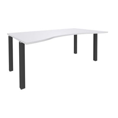 Bureau vague symétrique EXPRIM - L180 cm - Plateau Blanc perle - Pieds carbone