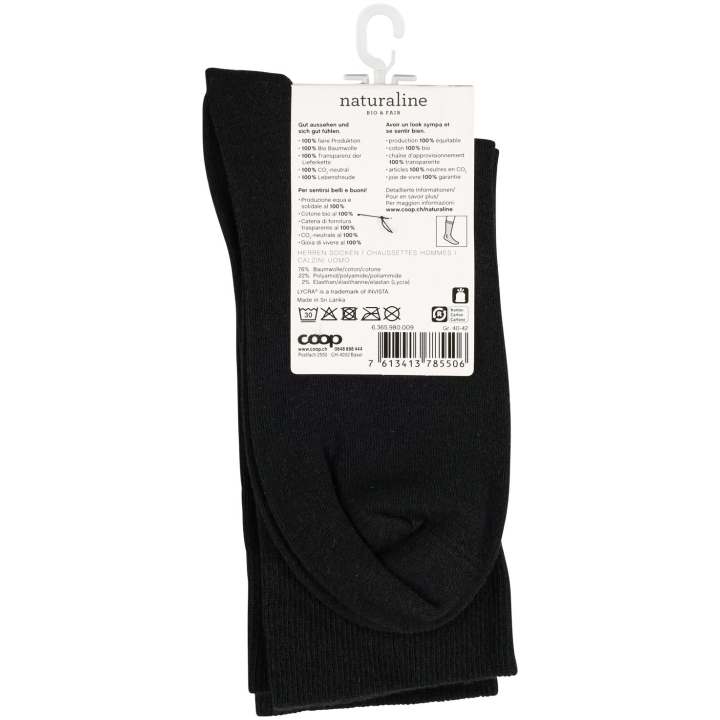 Naturaline Herren Socken Glatt Duo Schwarz