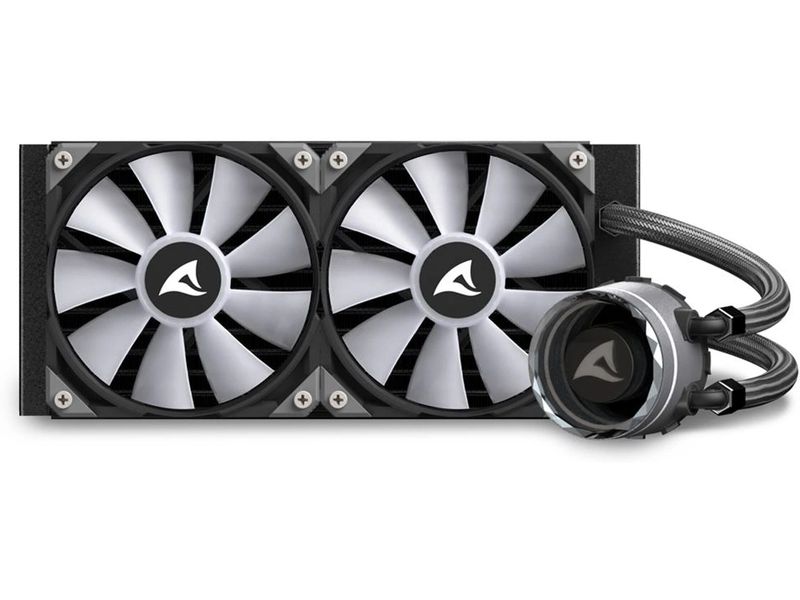 Sharkoon Wasserkühlung S80 RGB Schwarz Kompakte All-in-One-Wasserkühlung mit einem 240-Millimeter-Radiator