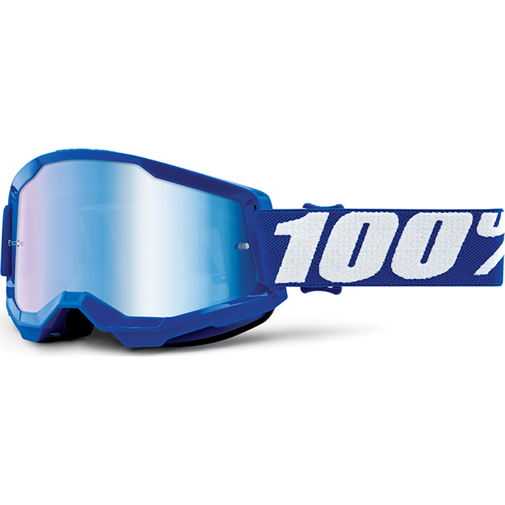 100% - Masque Strata 2 - Ecran Mirror - 2021 Bleu / Blanc / Iridium