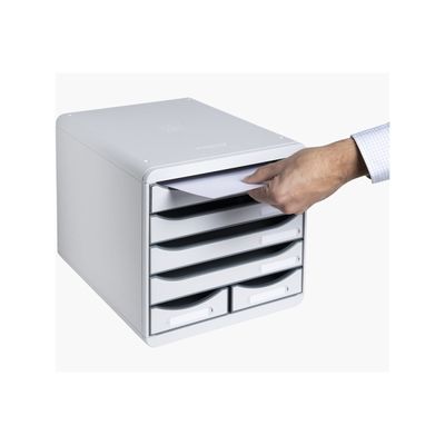 Exacompta Office Big Box - Module de classement 6 tiroirs - gris clair