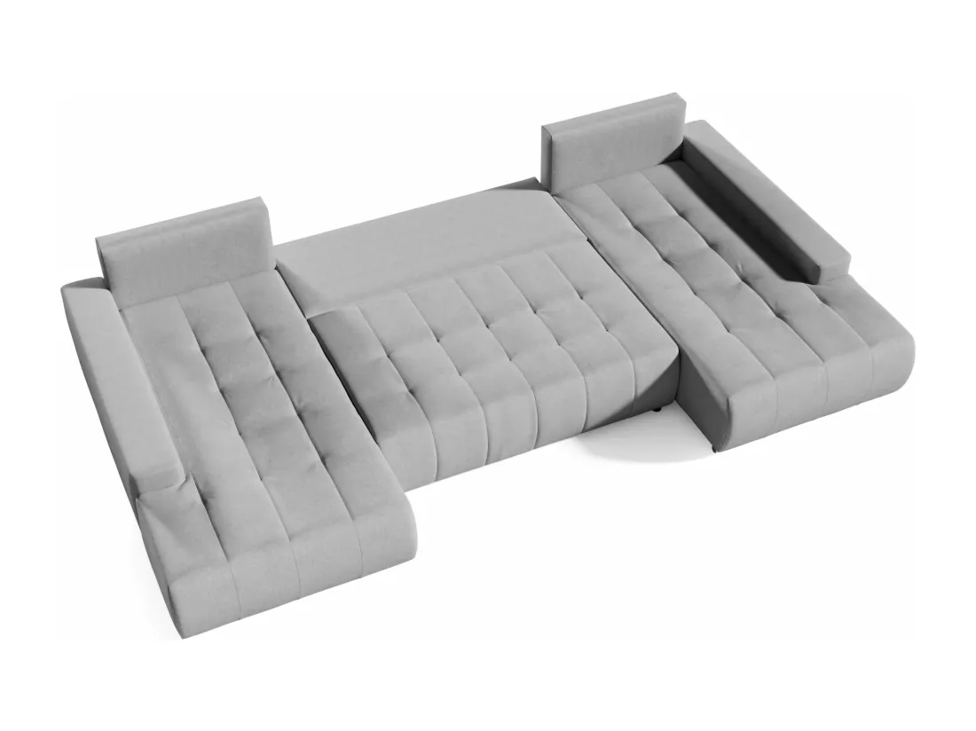 CANAPÉ PANORAMIQUE en tissu polyester Bonari U 8 places Gris clair
