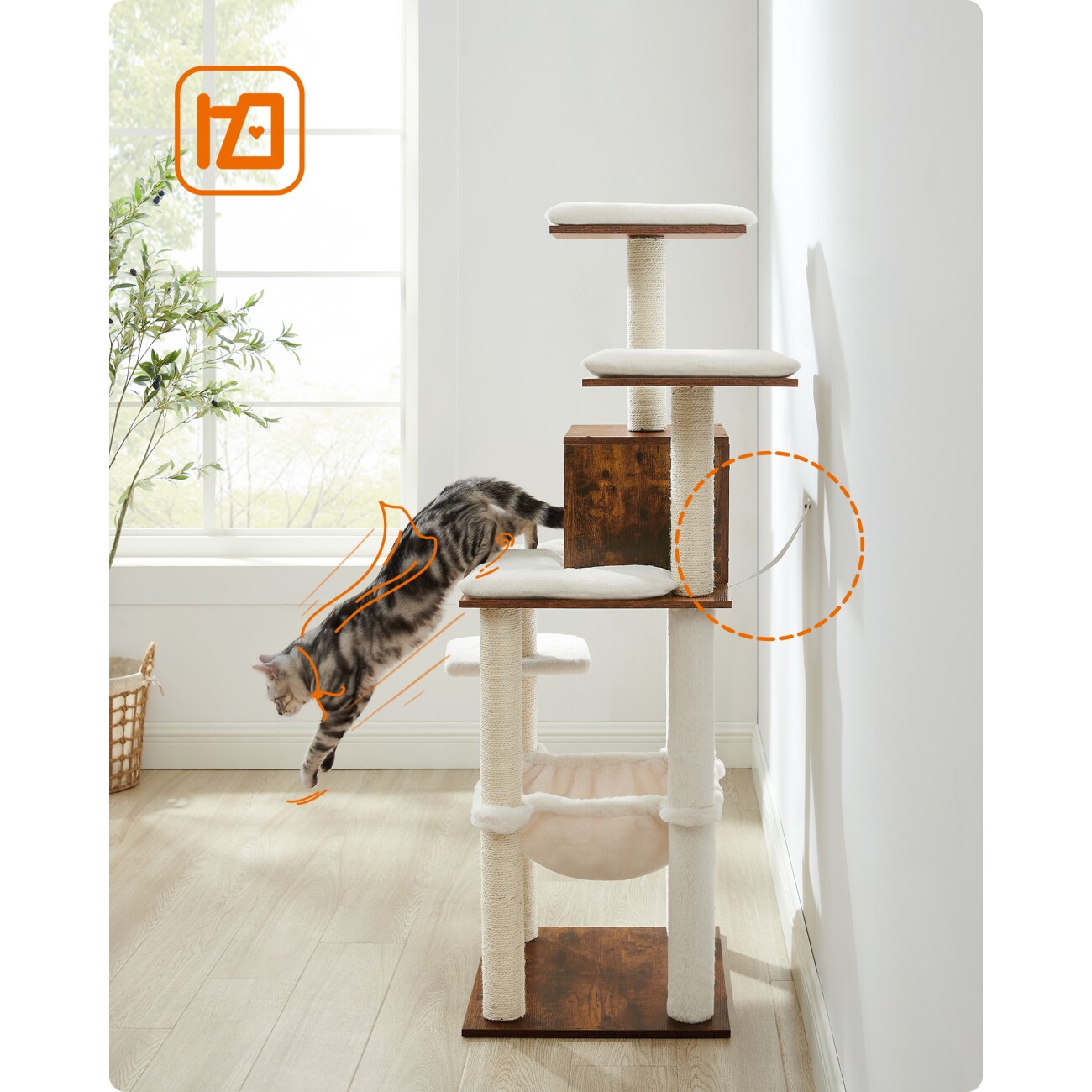 FEANDREA Katzenmöbel 138cm modern braun