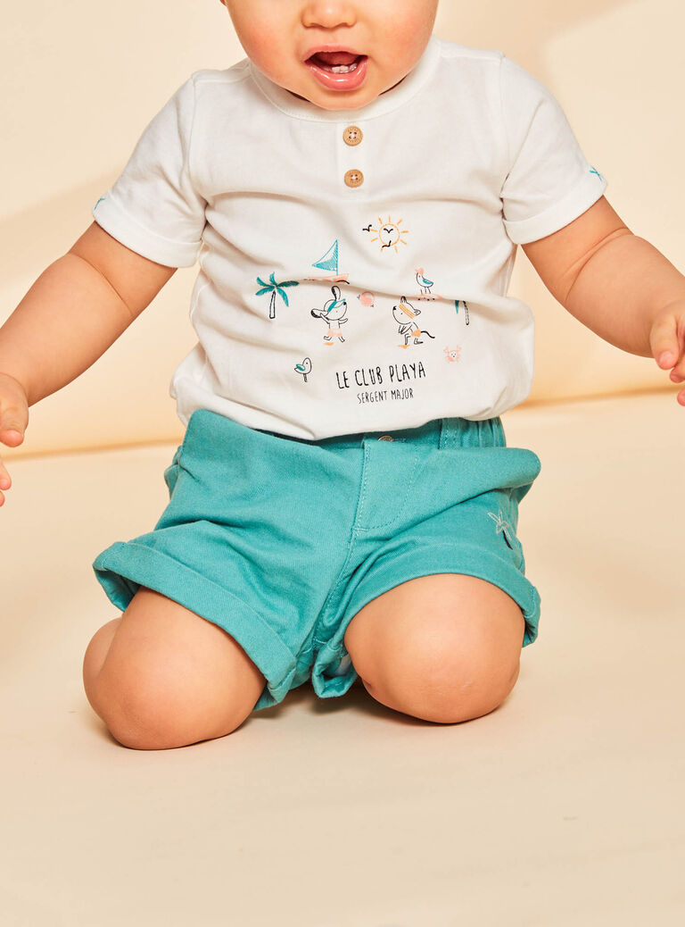 Short en twill turquoise moyen