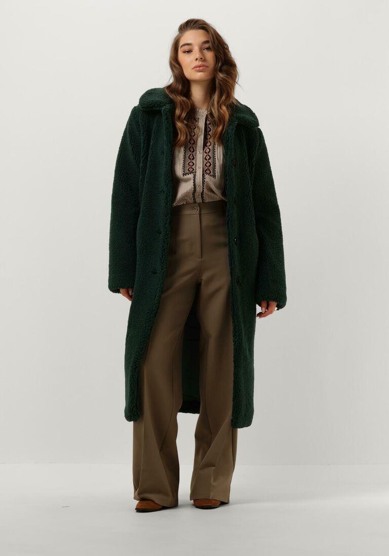 ANOTHER LABEL donkergroene another label faux fur jas moussy coat