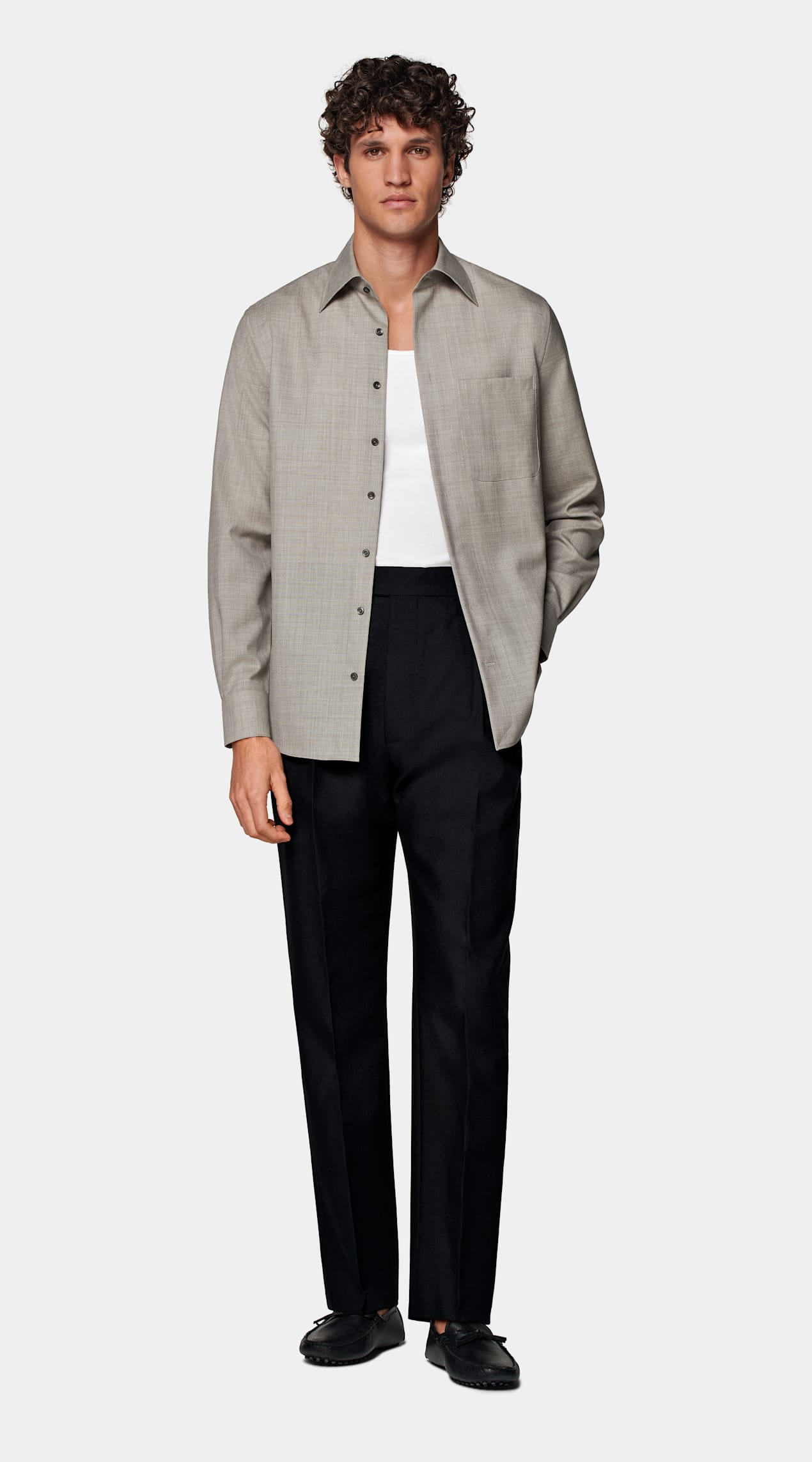 Chemise coupe ajustée taupe clair