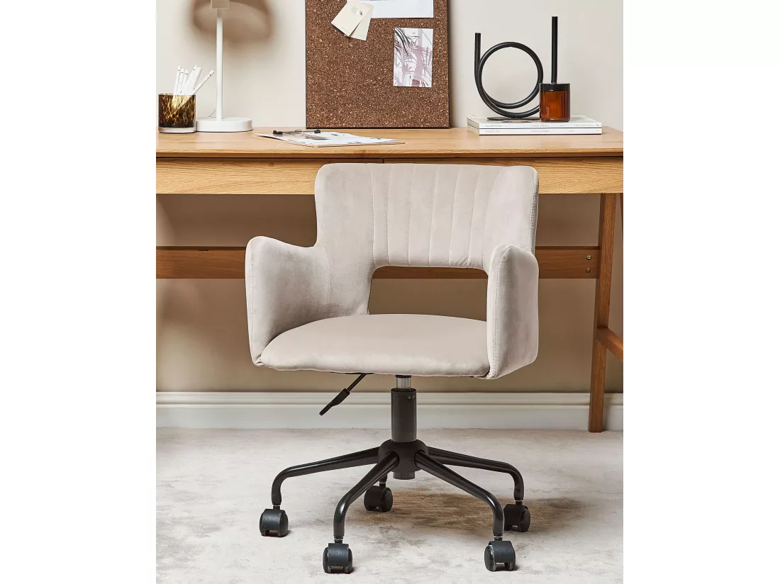 Chaise de bureau SANILAC Velours Taupe