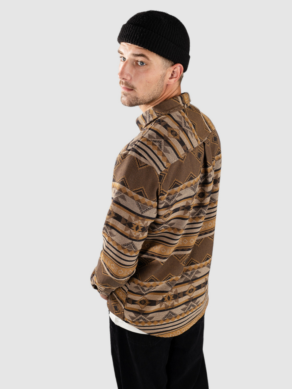 Anerkjendt Aklouis Jacquard Shirt chocolate brown