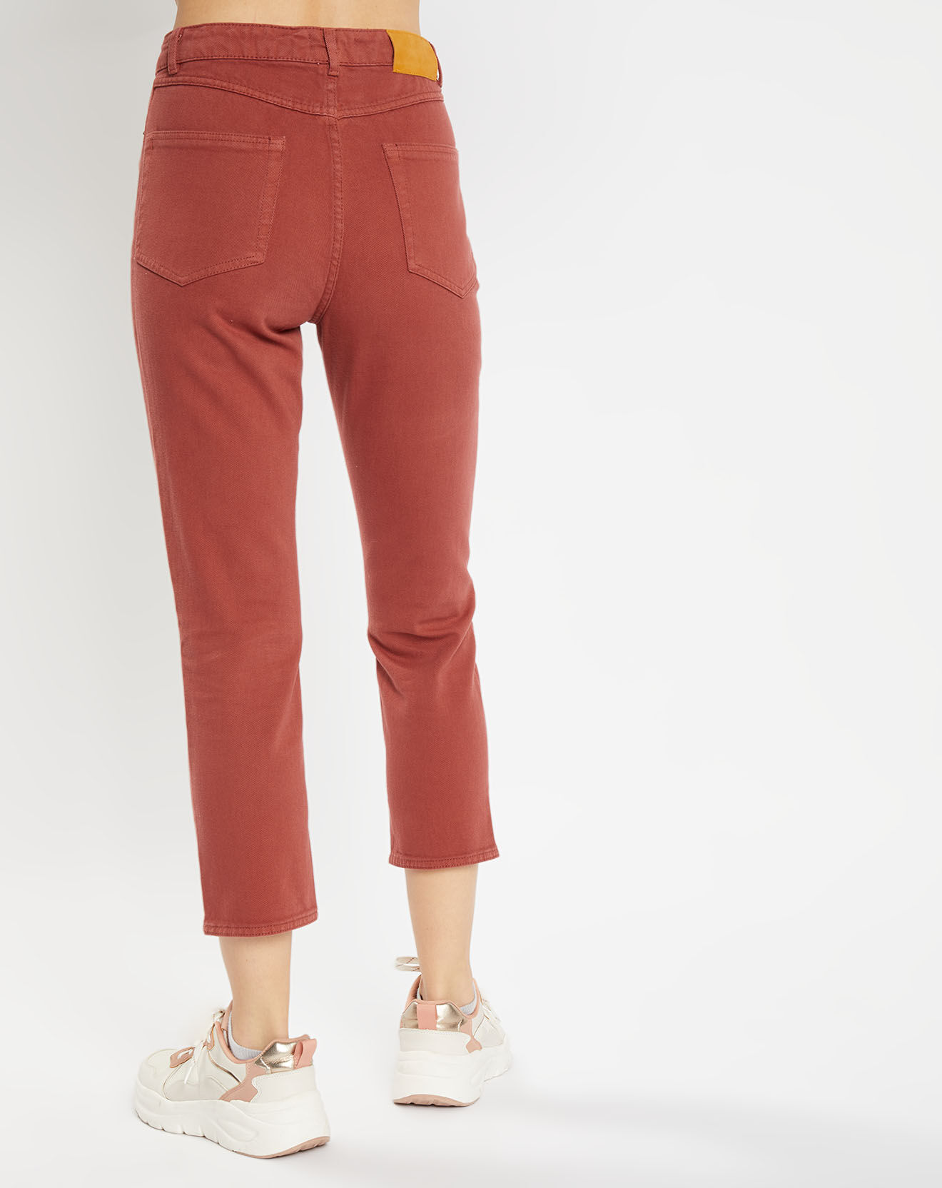 Galeries Lafayette Jean délavé en Toile de coton 7/8 marron