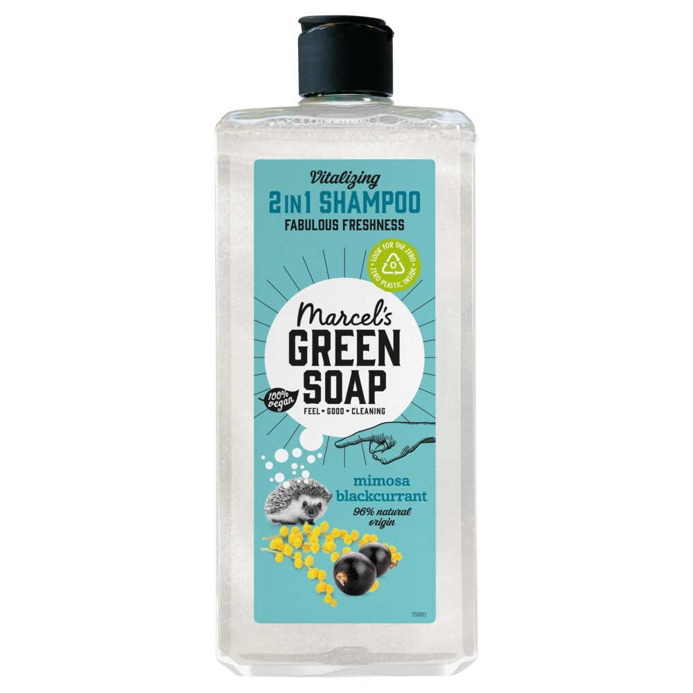 6x Marcel's Green Soap Shampoo & Conditioner 2 in 1 Mimosa & Black Currant300 ml