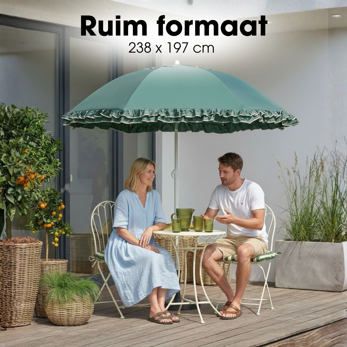 Mica Decorations Kantelbare Parasol 238 x Ã195 cm