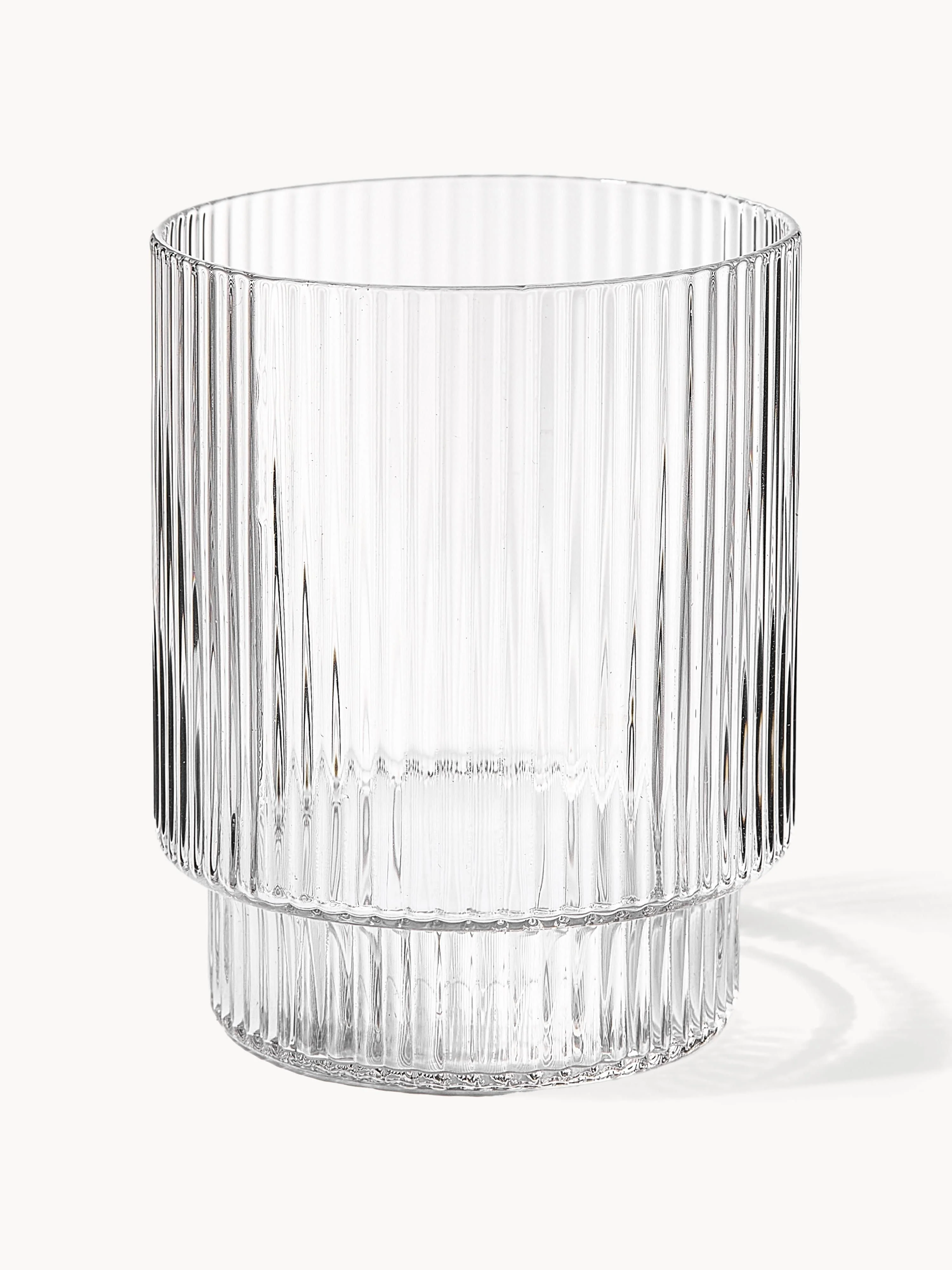 Mondgeblazen tumblers Ripple met groefreliëf, 4-delig