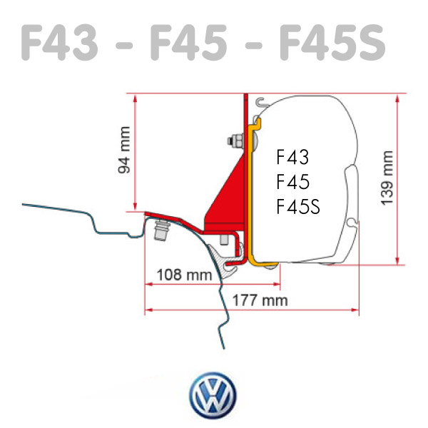 Adaptateur store Fiamma F43 F45 VW T5/T6