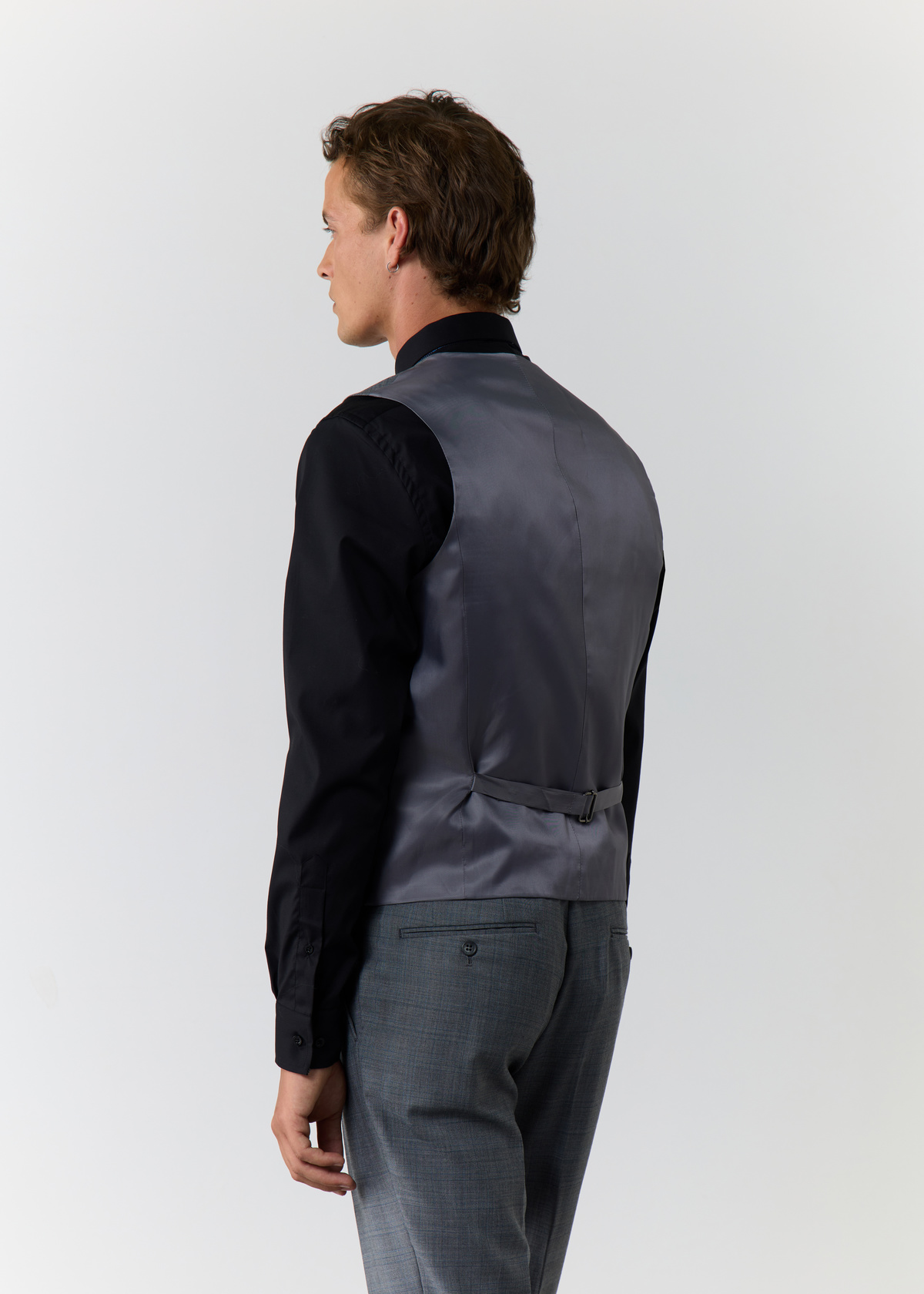 Gilet de costume en laine gris clair Prince de Galles