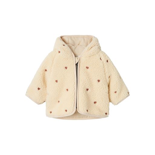 Lil' Atelier Nalo Sherpa Baby Jakke, Sandshell, 56 cm