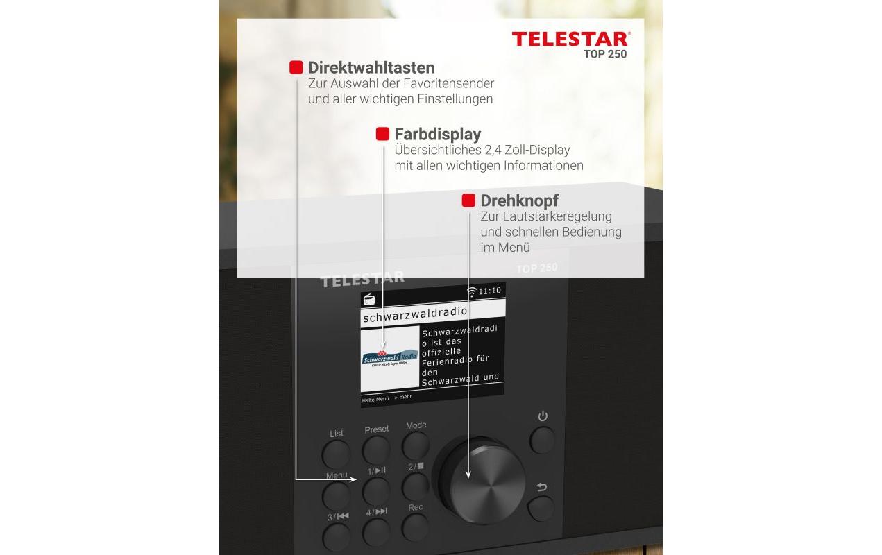 Internet Radio TOP 250 Schwarz<br>Stereo-Radio mit DAB+/FM und Internetradio