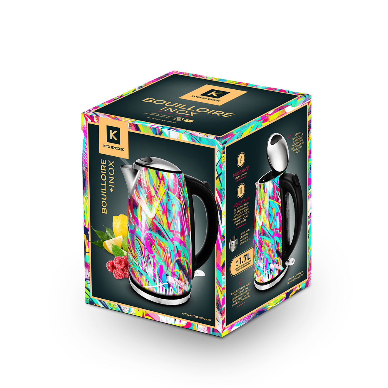 Kitchencook Bouilloire électrique chill multicolore