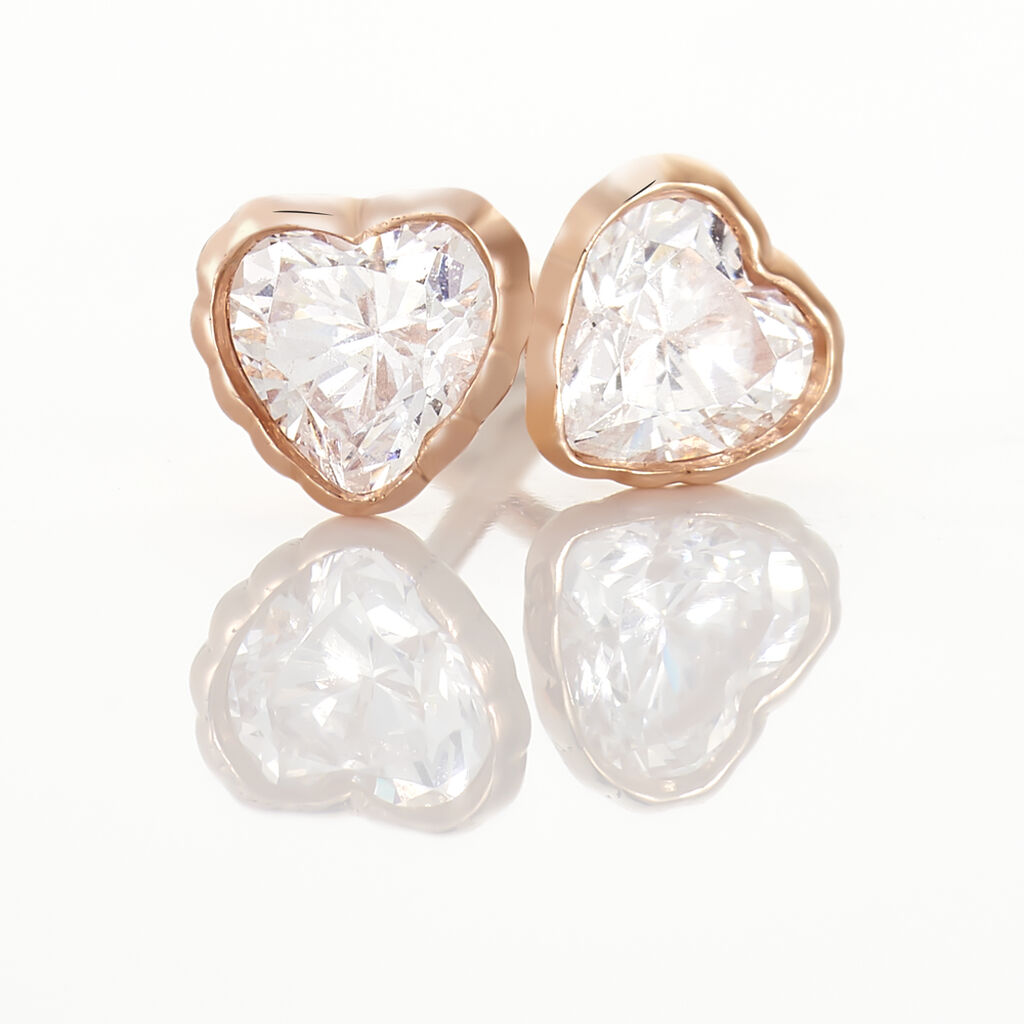 Boucles D'oreilles Puces Kadidjatou Or Rose Oxyde De Zirconium