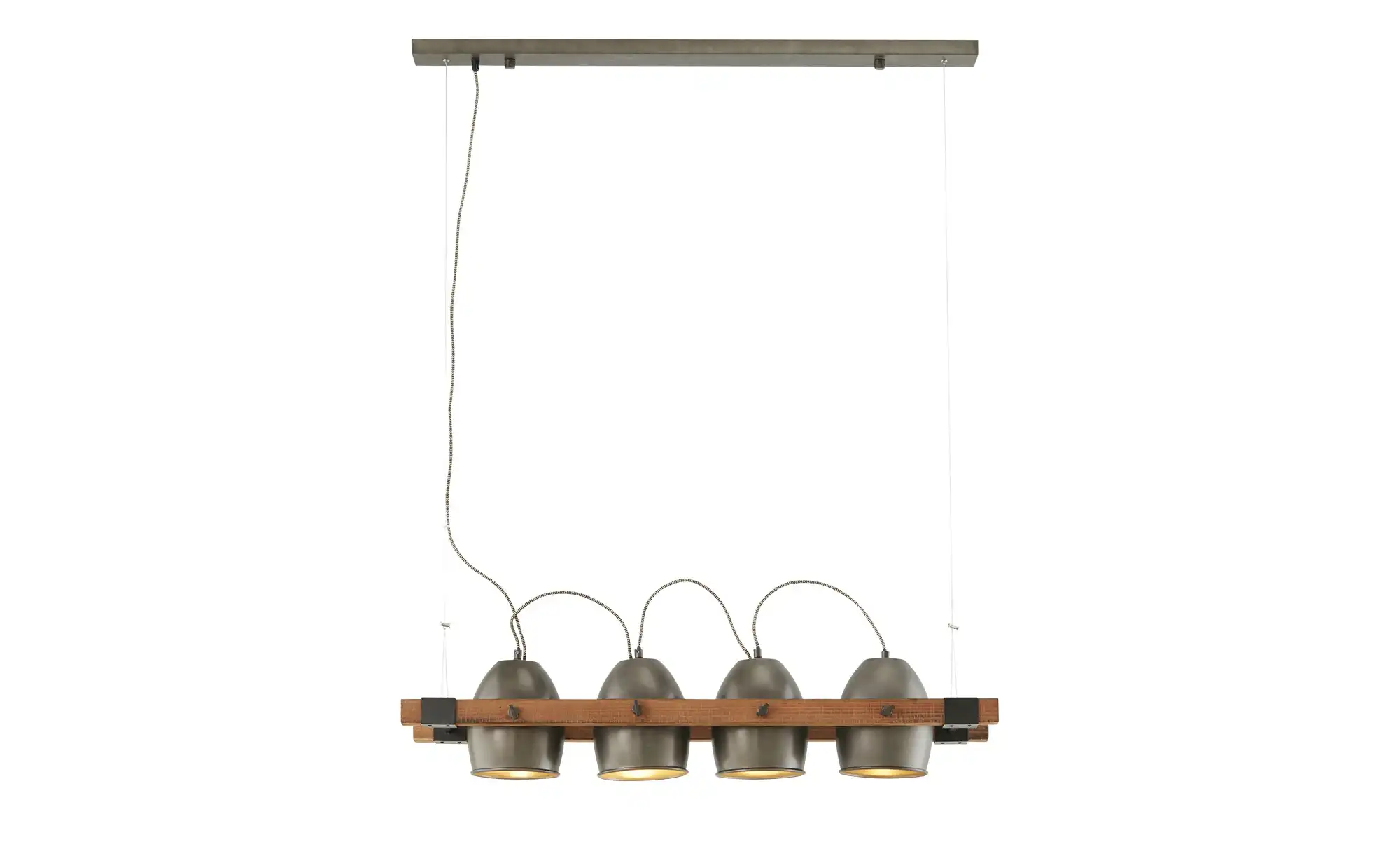 Pendelleuchte, 4-flammig, Metall/ Holz schwarz