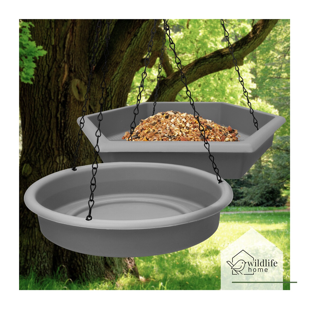 WILDLIFE HOME 2er Set Vogelfutterspender, Grau