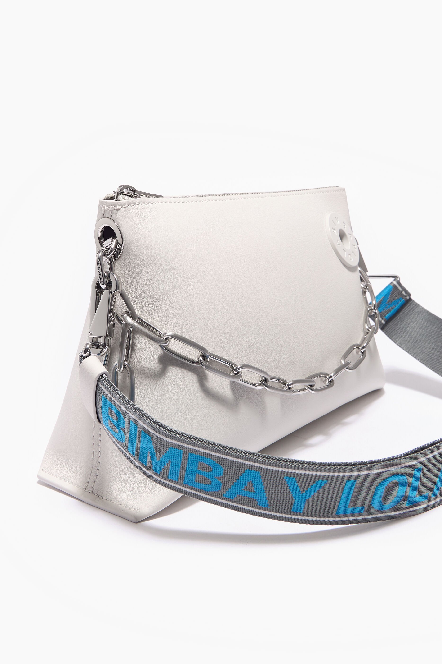 Bolsa trapezoidal tamanho M em couro off-white
