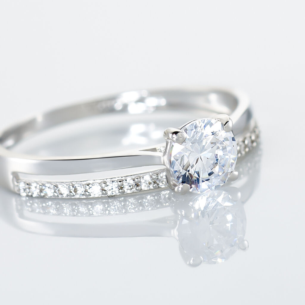 Bague Solitaire Anatoline Or Blanc Oxyde De Zirconium