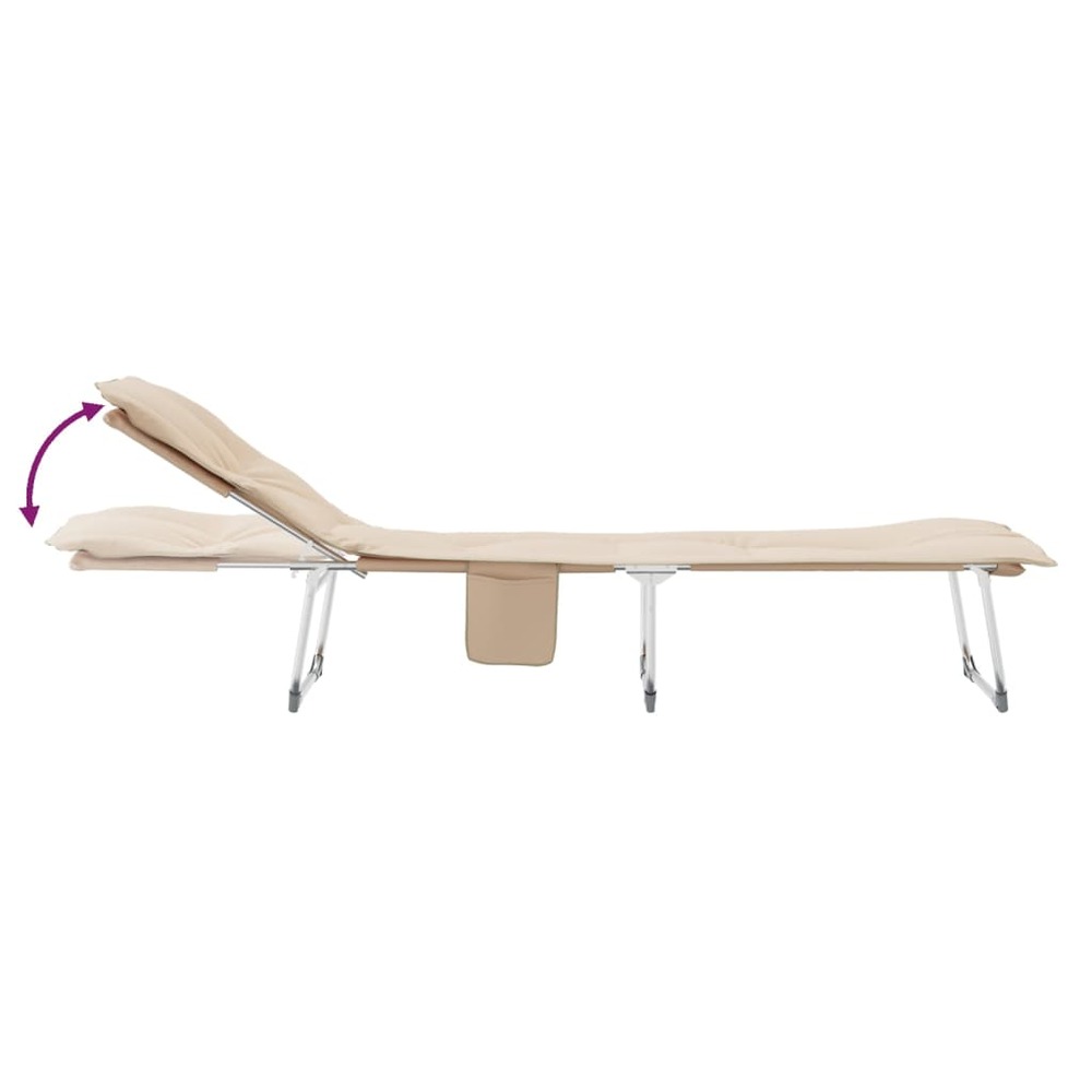 Chaise longue pliable beige tissu