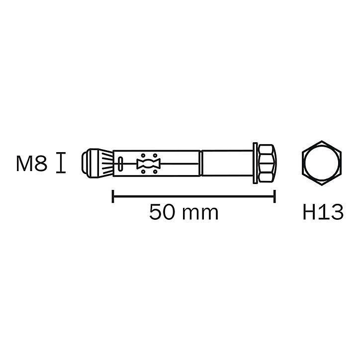 Cheville Diall métal traversant 8x50mm