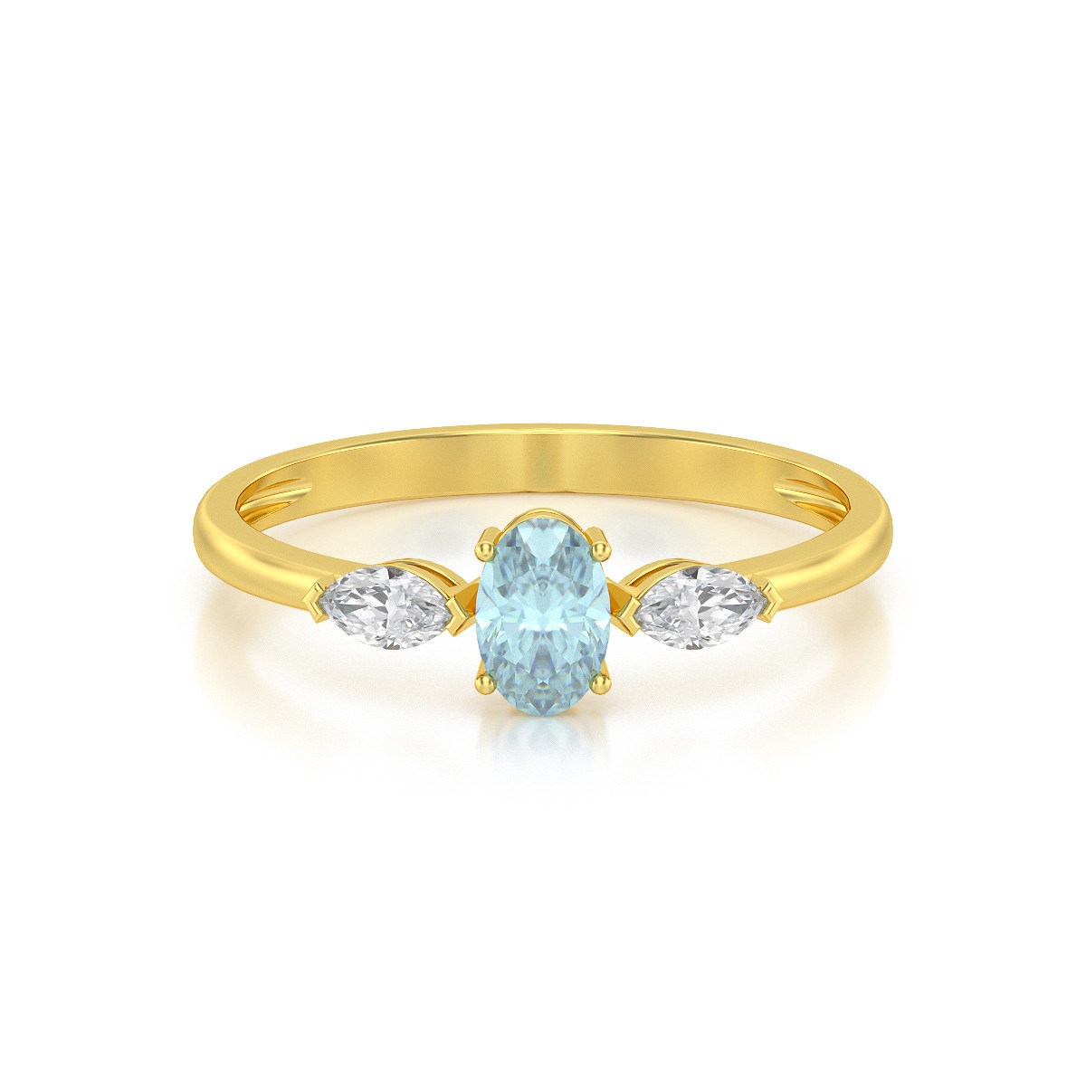 Bague ADEN Or 585 Jaune Aigue-Marine et diamants 1.604grs