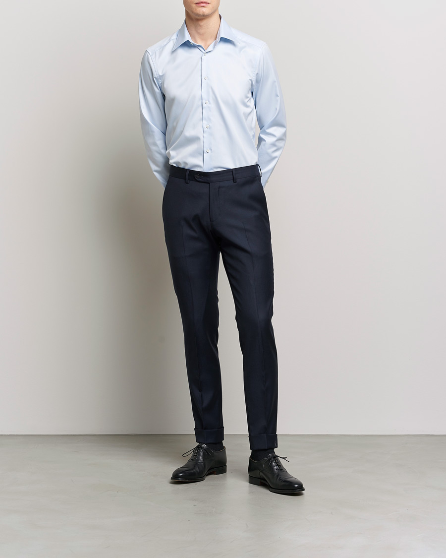 Stenströms Slimline Kent Collar Shirt Light Blue