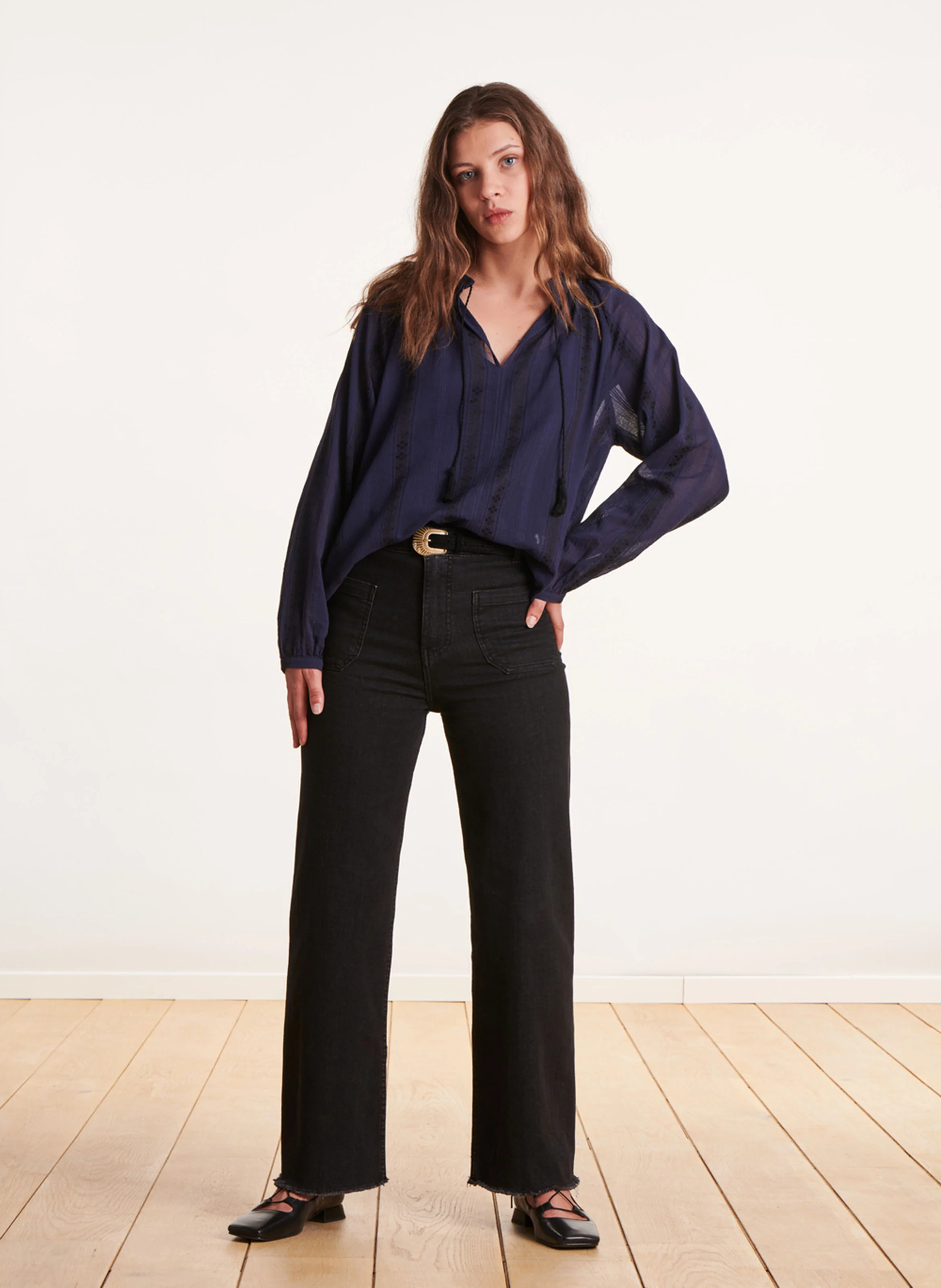 Ceinture en cuir velours | Noir